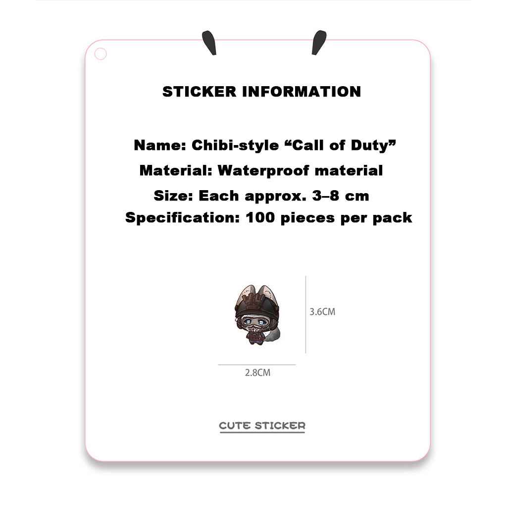 100PCS Cute Chibi Call of Duty Stickers - Gaming Cartoon Decals for Phone Case, Journal & DIY Decor